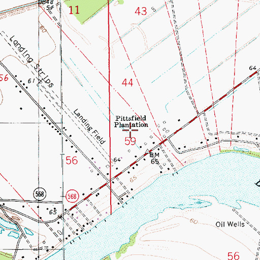 Topographic Map of Pittsfield Plantation, LA
