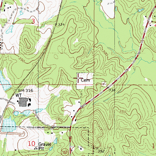 Topographic Map of Plain Dealing Cemetery, LA