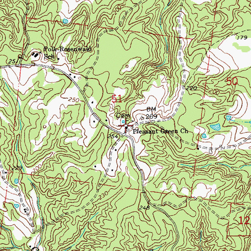 Topographic Map of Pleasant Green Church, LA