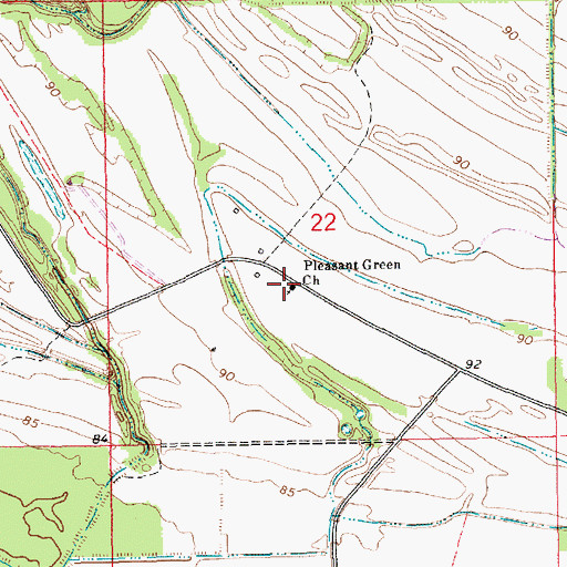 Topographic Map of Pleasant Green Church, LA