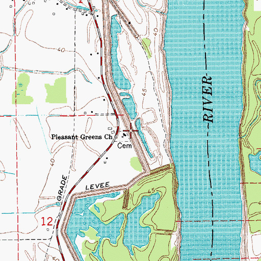 Topographic Map of Pleasant Greens Church, LA