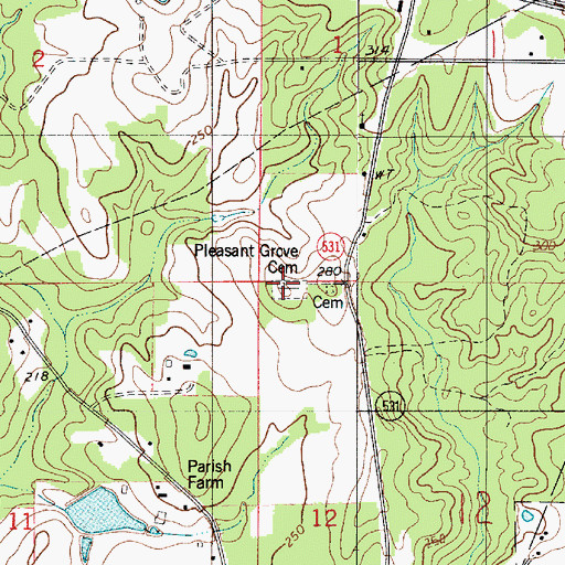 Topographic Map of Pringer Place Cemetery, LA