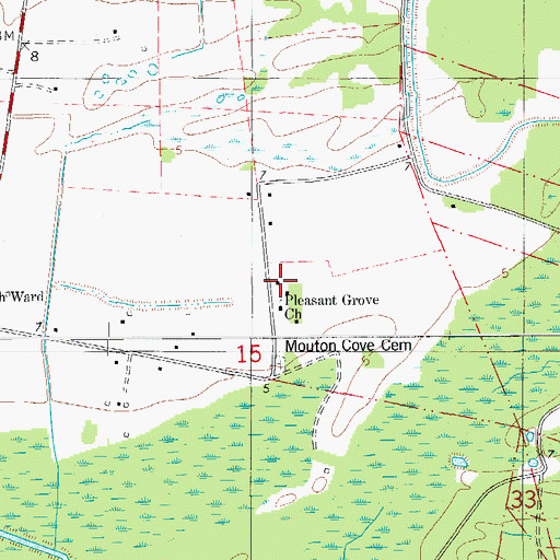 Topographic Map of Pleasant Grove Church, LA