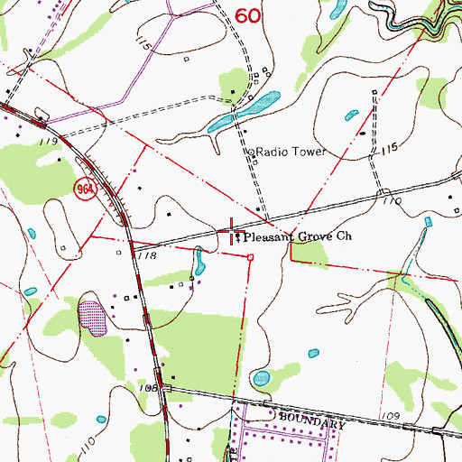 Topographic Map of Pleasant Grove Church, LA
