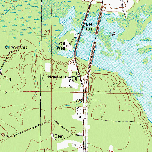 Topographic Map of Pleasant Grove Church, LA
