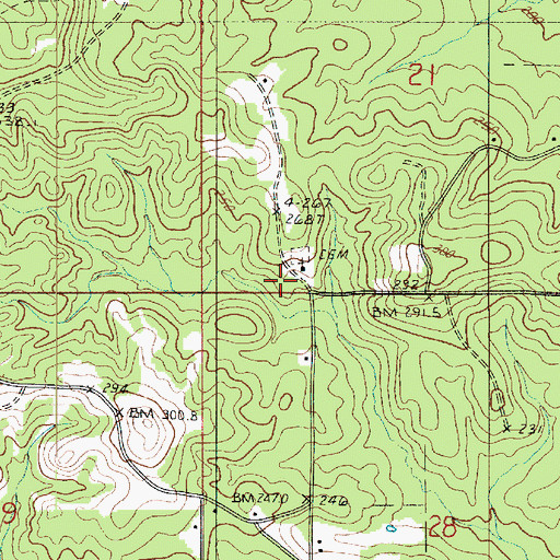 Topographic Map of Pleasant Hill School, LA