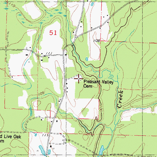 Topographic Map of Pleasant Valley Cemetery, LA