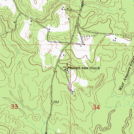 Topographic Map of Pleasant View Church, LA