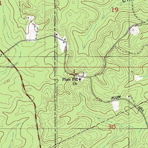 Topographic Map of Plum Hill School, LA