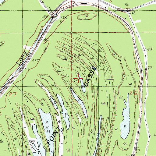 Topographic Map of Pointe Basse, LA