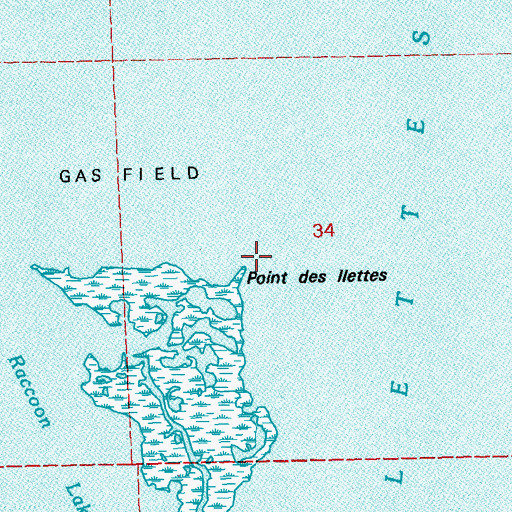 Topographic Map of Point Des Ilettes, LA