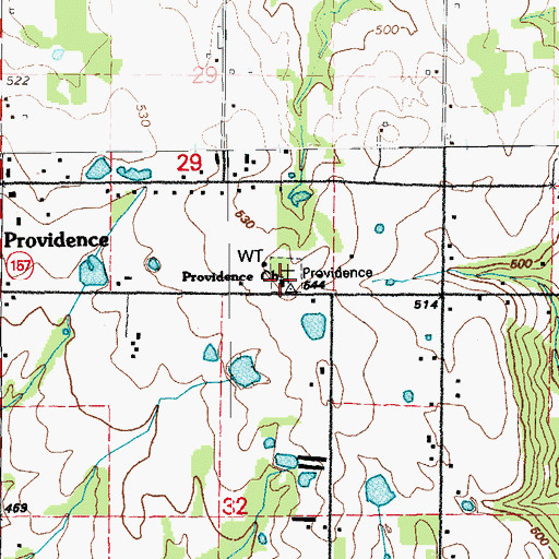Topographic Map of Providence Church, AR