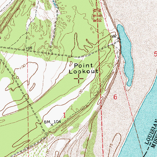 Topographic Map of Point Lookout, LA