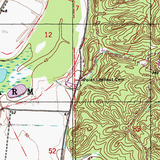 Topographic Map of Point Lookout Cemetery, LA