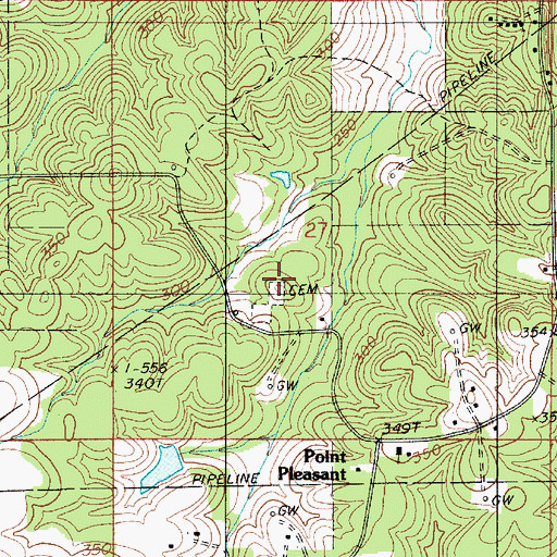 Topographic Map of Point Pleasant Cemetery, LA