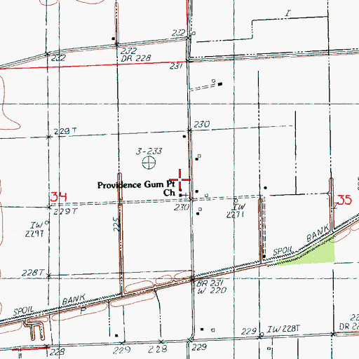 Topographic Map of Providence Gum Point Church, AR