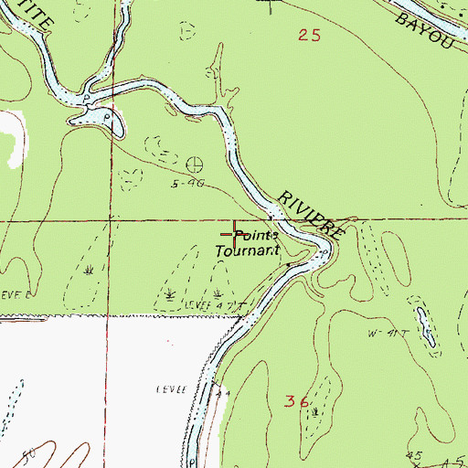 Topographic Map of Pointe Tournant, LA