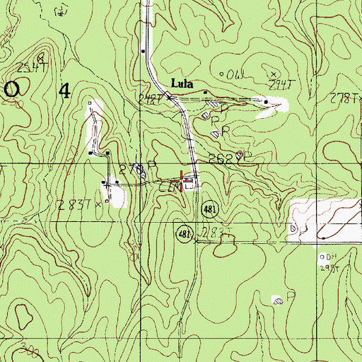 Topographic Map of Pollard Cemetery, LA