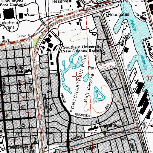 Topographic Map of Pontchartrain Park, LA