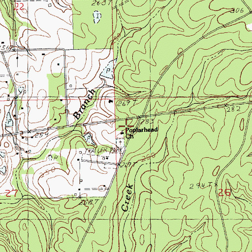 Topographic Map of Poplarhead Church, LA