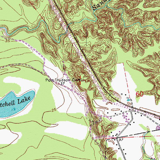 Topographic Map of Port Hudson Cemetery, LA