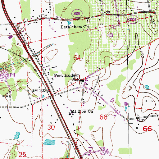Topographic Map of Port Hudson School, LA