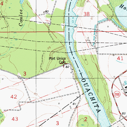 Topographic Map of Port Union Cemetery, LA