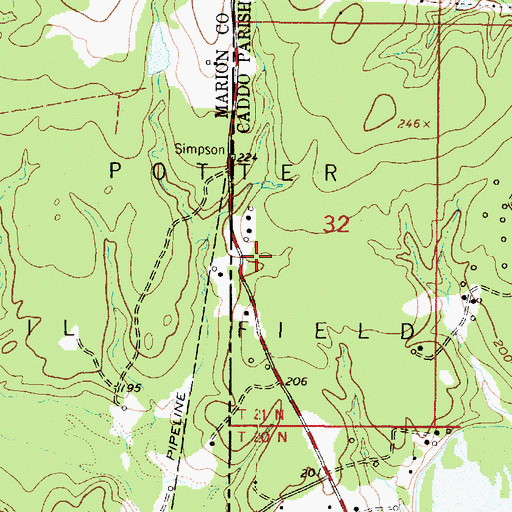 Topographic Map of Potter Oil Field, LA