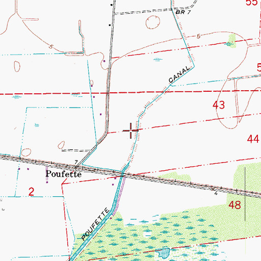 Topographic Map of Poufette Canal, LA