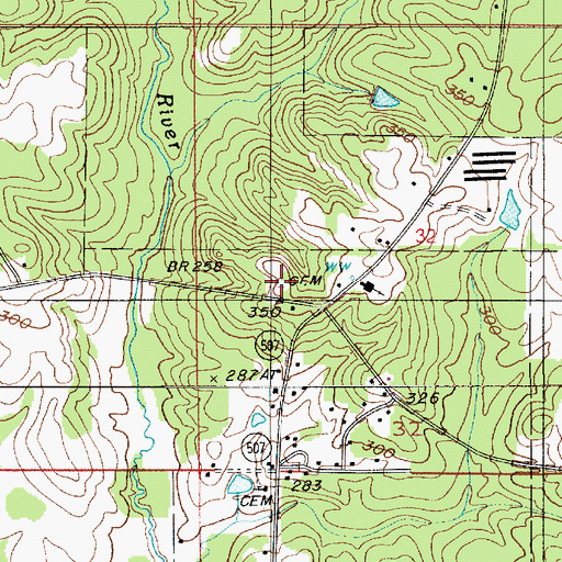 Topographic Map of Calcote - Powell Cemetery, LA