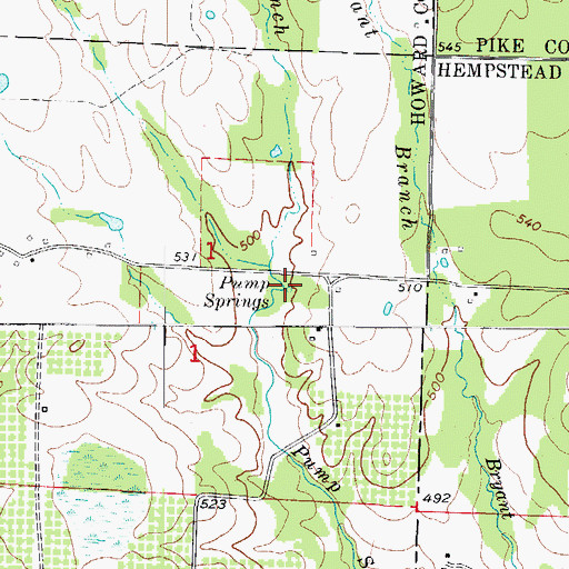 Topographic Map of Pump Spring, AR