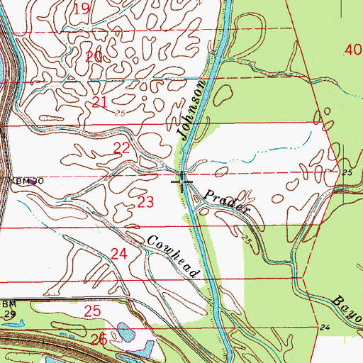 Topographic Map of Prader Bayou, LA
