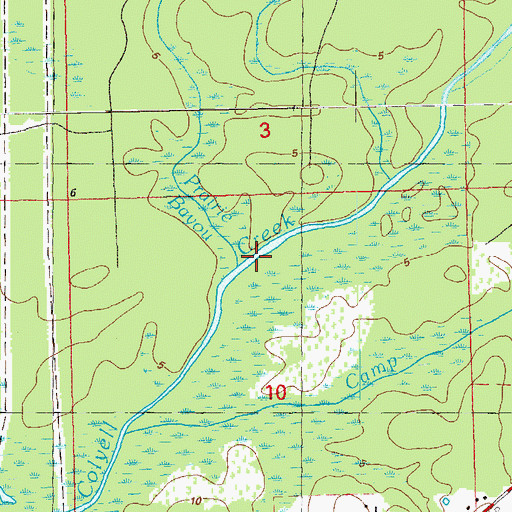 Topographic Map of Prairie Bayou, LA