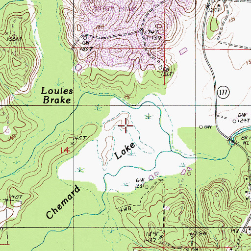 Topographic Map of Prairie Bayou, LA