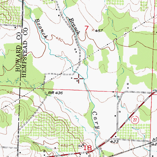 Topographic Map of Pump Springs Branch, AR