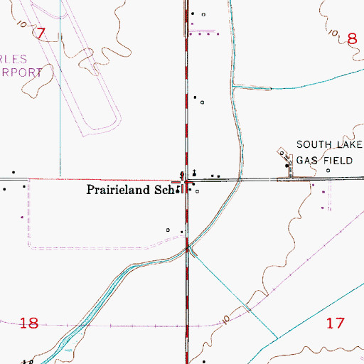 Topographic Map of Prairieland School, LA