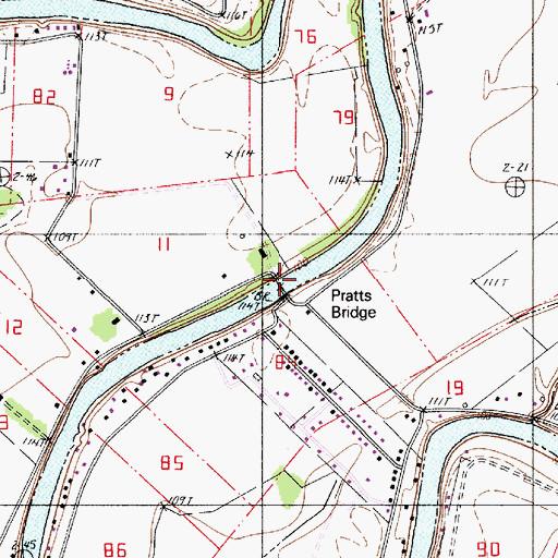 Topographic Map of Pratts Bridge, LA