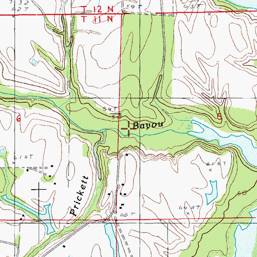Topographic Map of Prickett Bayou, LA