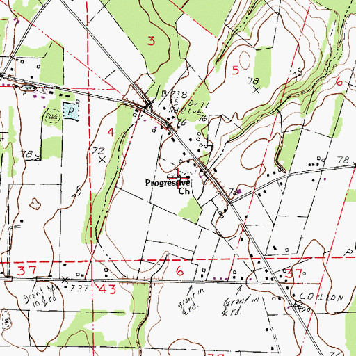 Topographic Map of Progressive Church, LA