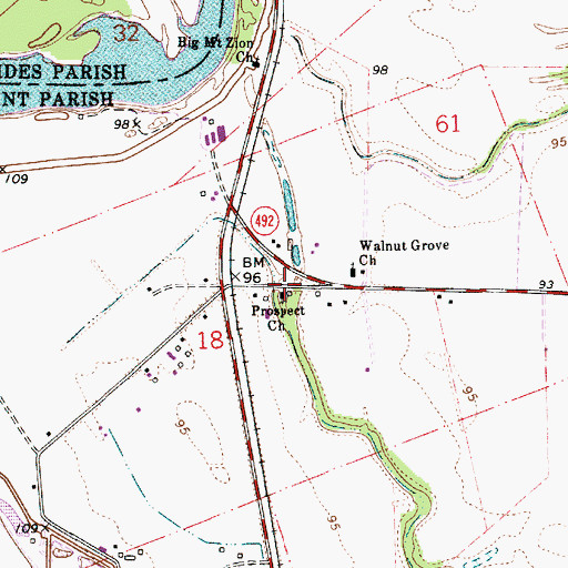 Topographic Map of Prospect Church, LA