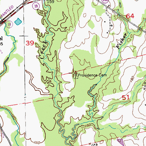 Topographic Map of Providence Cemetery, LA