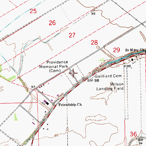 Topographic Map of Providence Memorial Park, LA