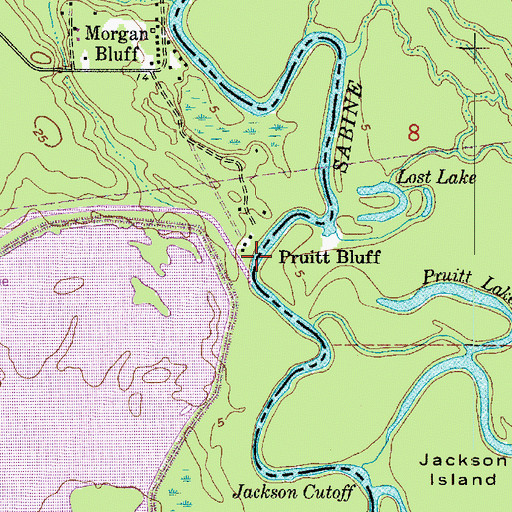 Topographic Map of Pruitt Bluff, LA
