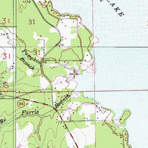 Topographic Map of Pumpkin Branch, LA