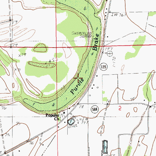 Topographic Map of Purvis Brake, LA