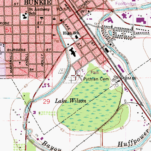 Topographic Map of Pythian Cemetery, LA