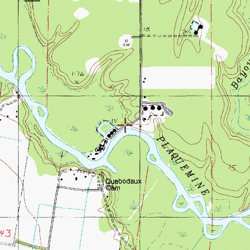 Topographic Map of Quebodaux Ferry, LA