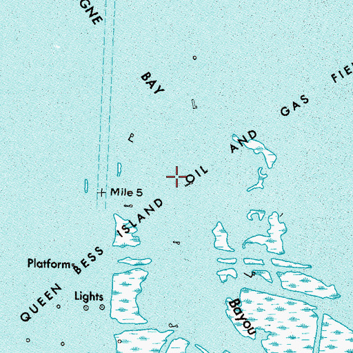 Topographic Map of Queen Bess Island Oil and Gas Field, LA