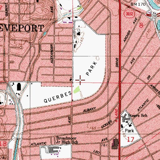 Topographic Map of Querbes Park, LA