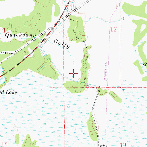 Topographic Map of Quicksand Gully, LA